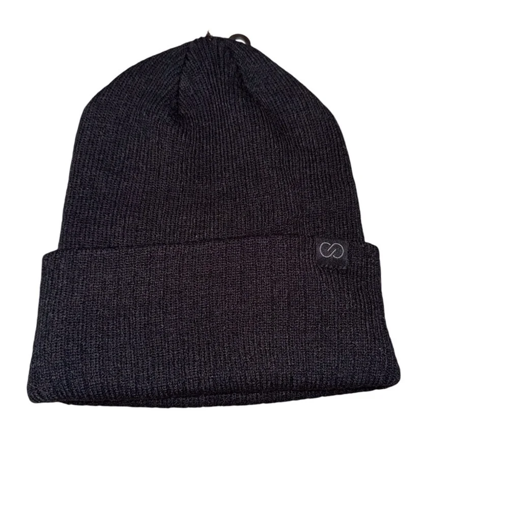 Calia black ribbed knit beanie Osfm
